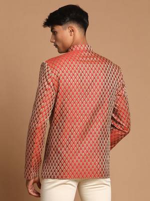 maroon banarasi jacquard jodhpuri coat 3