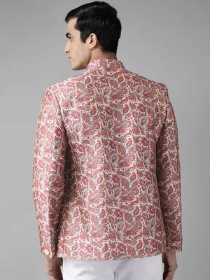 Men'S Multicolor-Base-Pink Silk Blend Jodhpuri 3