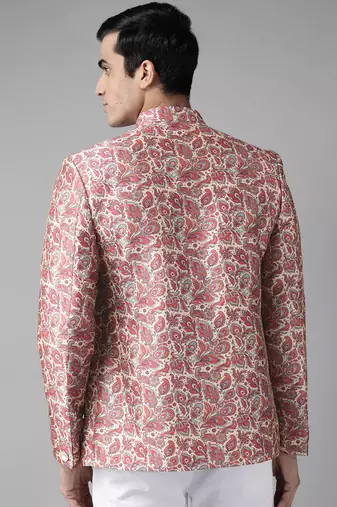 Men'S Multicolor-Base-Pink Silk Blend Jodhpuri