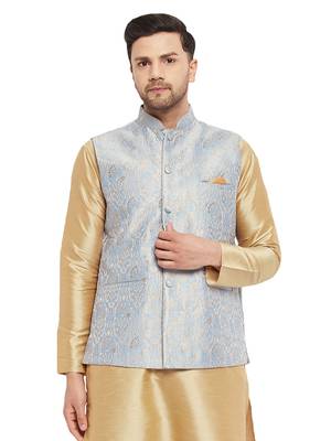 Grey Silk Blend Nehru Jacket 1