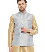 Grey Silk Blend Nehru Jacket