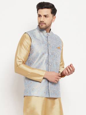 Grey Silk Blend Nehru Jacket 2