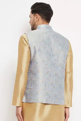 Grey Silk Blend Nehru Jacket