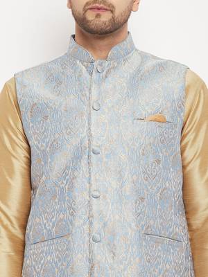 Grey Silk Blend Nehru Jacket 4
