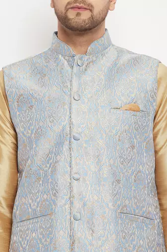 Grey Silk Blend Nehru Jacket