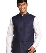 Blue And White Cotton Nehru Jacket