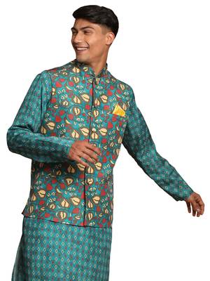 Men'S Green Nehru Jacket 1