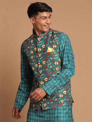 Men'S Green Nehru Jacket 2