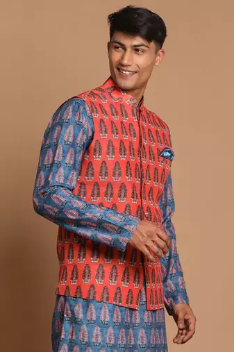 Men'S Orange Nehru Jacket