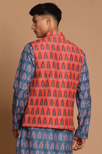 Men'S Orange Nehru Jacket