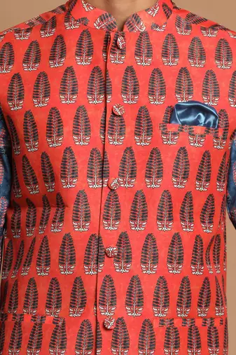 Men'S Orange Nehru Jacket