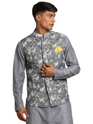 Men'S Grey Nehru Jacket 1