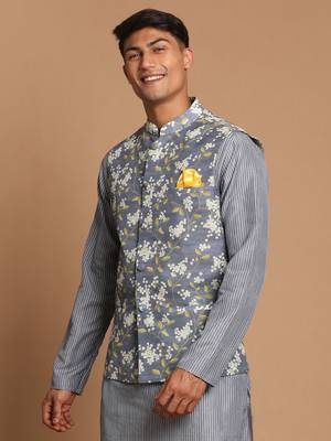 Men'S Grey Nehru Jacket 2