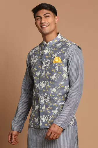 Men'S Grey Nehru Jacket