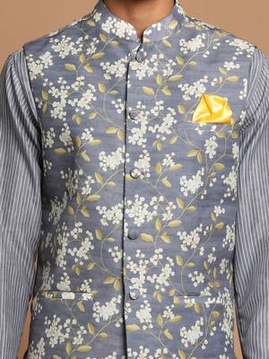 Men'S Grey Nehru Jacket 4