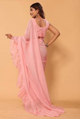 pre draped beautiful embroidered 1 min bollywood organza saree with heavy embroidery blouse 2