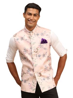 Multicolor-Base-Peach - Nehru Jacket 1