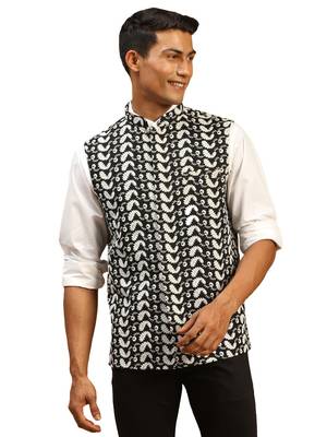 Black Cotton Nehru Jacket 1