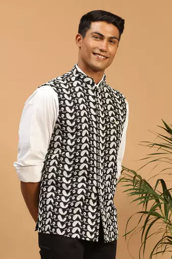 Black Cotton Nehru Jacket