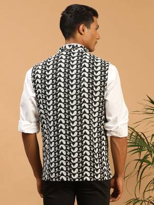 Black Cotton Nehru Jacket 3