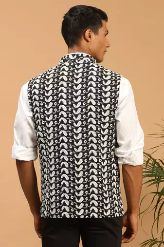 Black Cotton Nehru Jacket