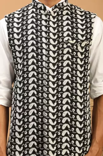 Black Cotton Nehru Jacket