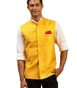 Yellow Silk Blend Nehru Jacket