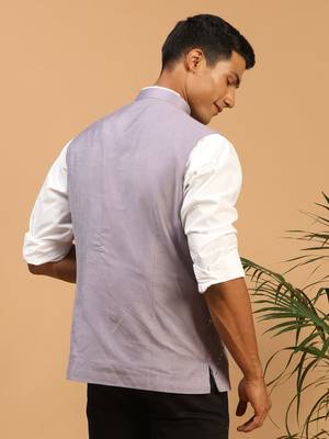 Purple Mirror Work Nehru Jacket 3
