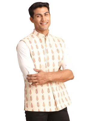 Cream Cotton Nehru Jacket 1