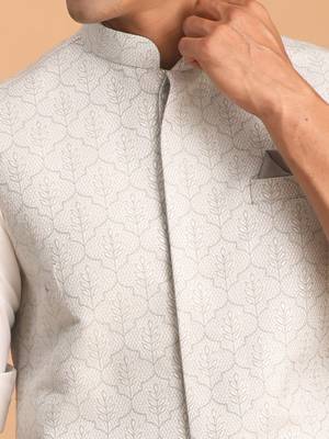 Grey Silk Blend Nehru Jacket 4