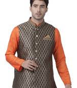 Black Silk Blend Nehru Jacket