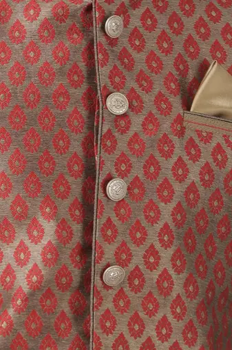 Maroon Silk Blend Nehru Jacket