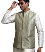 Mint Green Mirror Work Nehru Jacket