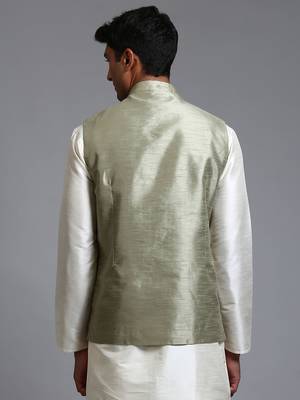 Mint Green Mirror Work Nehru Jacket 3