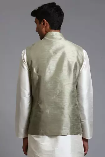 Mint Green Mirror Work Nehru Jacket