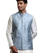 Grey Mirror Work Nehru Jacket