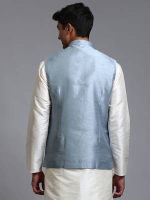 Grey Mirror Work Nehru Jacket 3