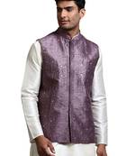 Purple Mirror Work Nehru Jacket