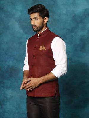 Men'S Maroon - Nehru Jacket 2