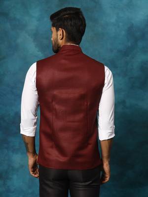 Men'S Maroon - Nehru Jacket 3