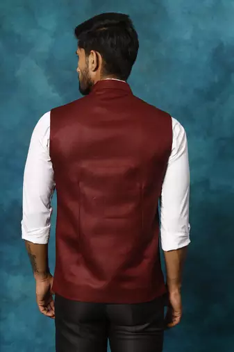 Men'S Maroon - Nehru Jacket