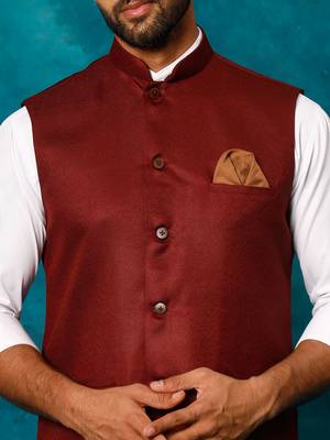 Men'S Maroon - Nehru Jacket 4