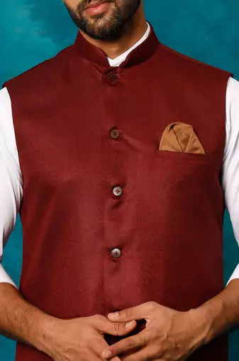 Men'S Maroon - Nehru Jacket
