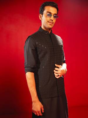 Black Rayon Nehru Jacket 2