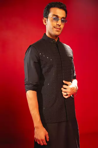 Black Rayon Nehru Jacket