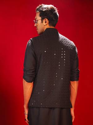Black Rayon Nehru Jacket 3