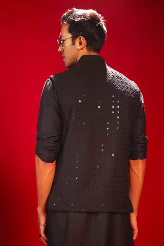 Black Rayon Nehru Jacket