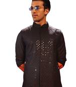 Black Silk Blend Nehru Jacket