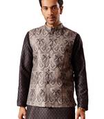 Black Silk Blend Nehru Jacket