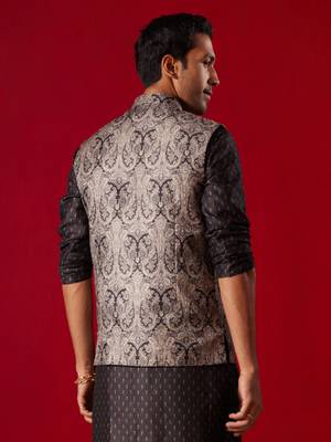 Black Silk Blend Nehru Jacket 3